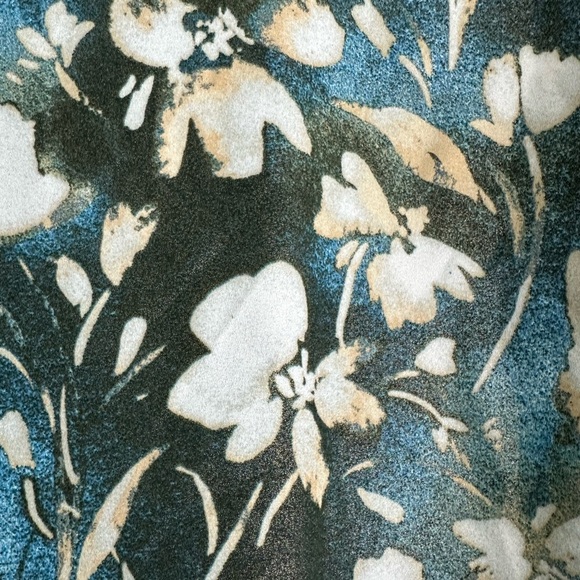 ZARA Blouse WITH LAMINATION AND PRINT SIZE M BLUE/Golden Floral Hawaiian - Picture 3 of 4